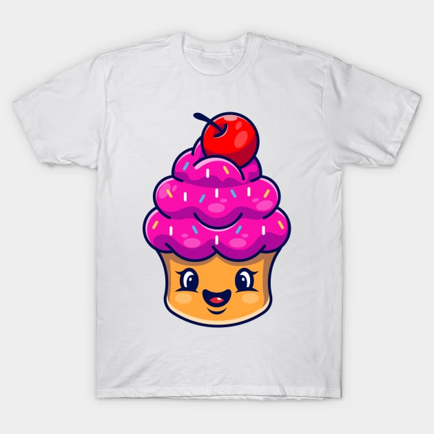 Cute cup cake cartoon character T-Shirt by Wawadzgnstuff